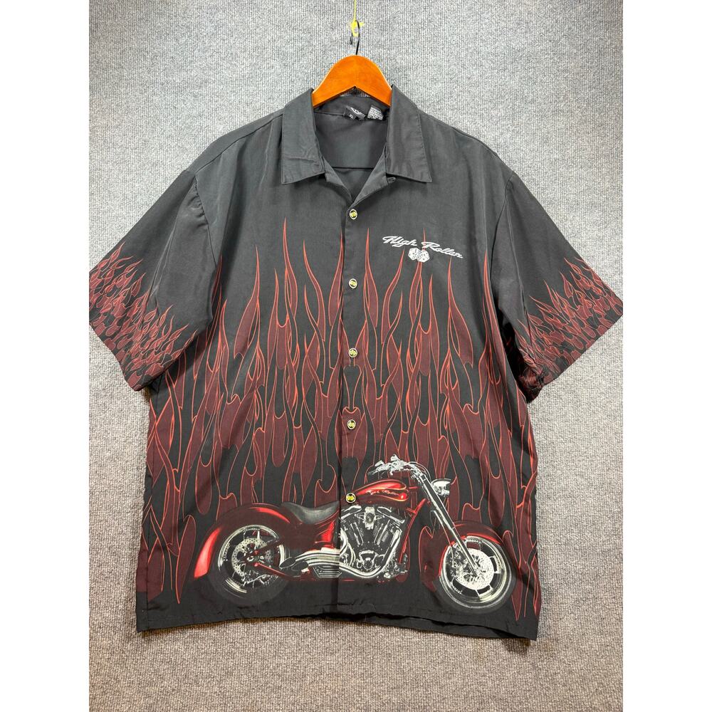Star Motorcycles Button Up High Roller Casino Shirt Men's XL Black/Red Biker